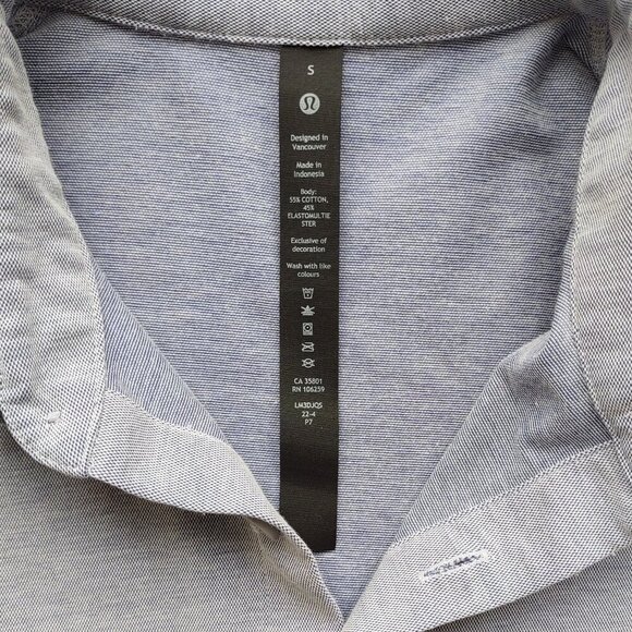 Lululemon Men's Oxford Long Sleeve Performance Shirt w/ Pocket Blue Size Small - Picture 7 of 11